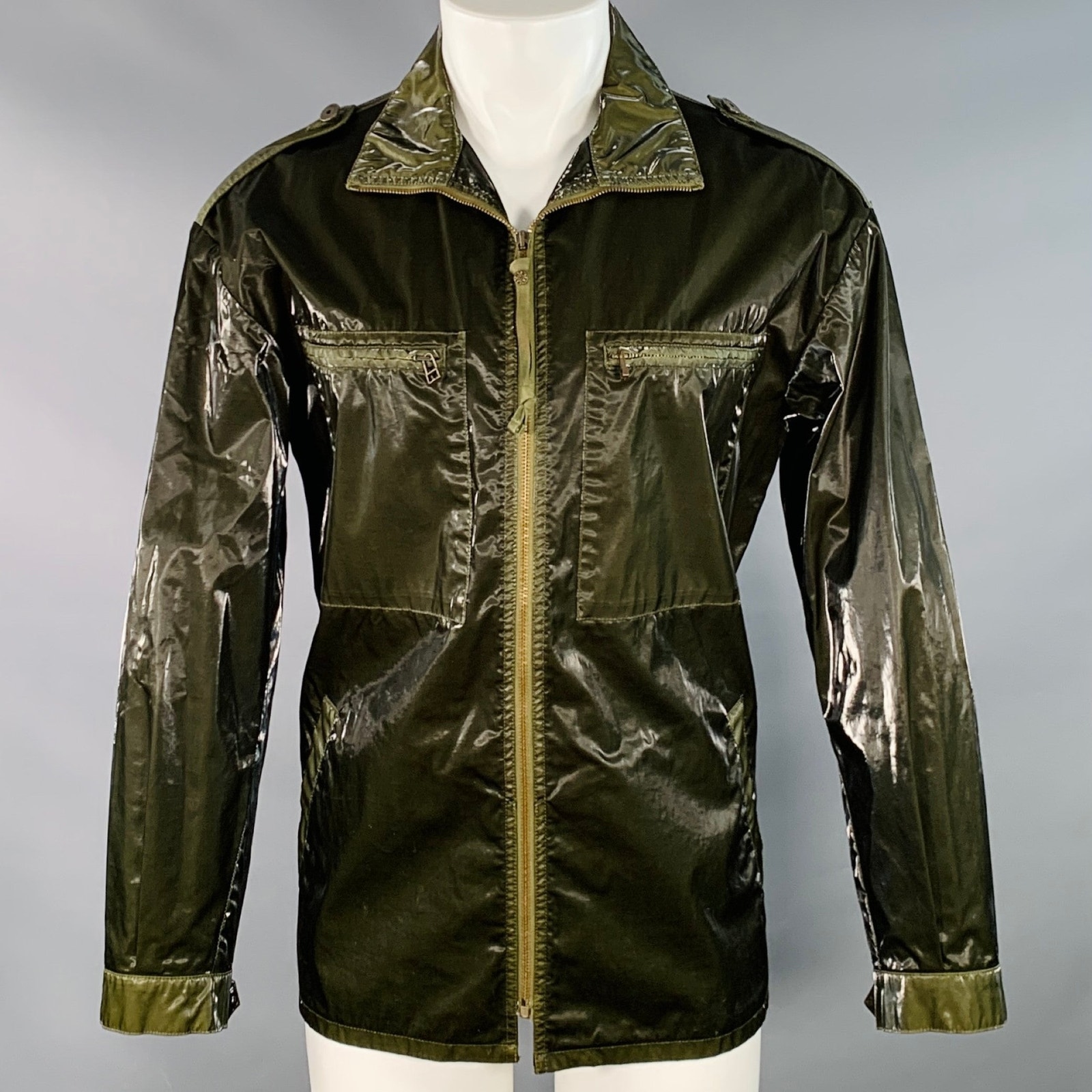 Mr & Mrs Size Xs Green Olive Shimmery Cotton Blend Parka Jacket